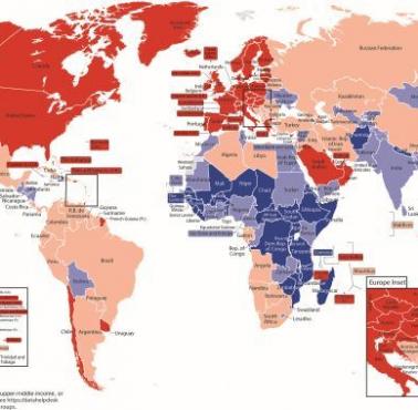 Świat według dochodów, dane Bank Światowy, 2015