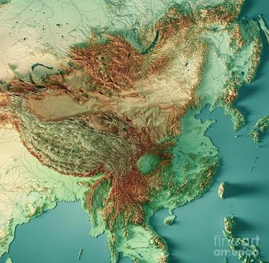 Reliefowa mapa Chin (topograficzna)