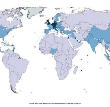 Kraje według PKB na kilometr kwadratowy
