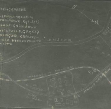 Odtajniona w 2012 roku ręcznie wykreślona mapa jednego z miejsc masakry katyńskiej z 1940 roku