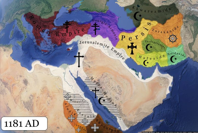 Jak mógł wyglądać Bliski Wschód, gdyby wyprawy krzyżowe odniosły skutek, 1181 rok