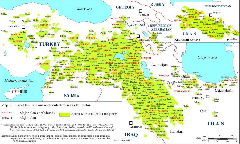 Mapa plemion kurdyjskich