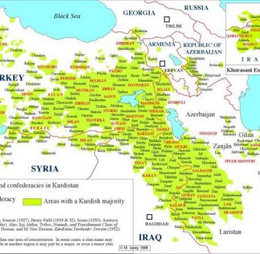 Mapa plemion kurdyjskich