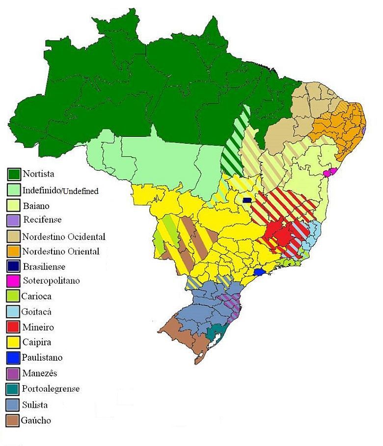 Główne akcenty i dialekty języka portugalskiego w Brazylii