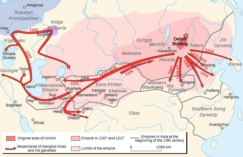 Imperium mongolskie u szczytu swojej potęgi w XIII wieku