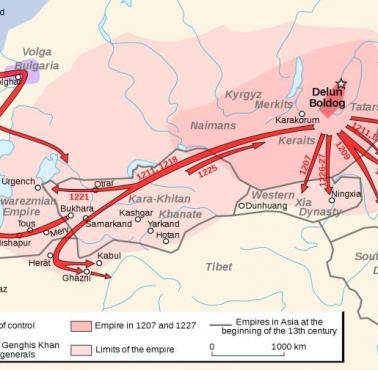 Imperium mongolskie u szczytu swojej potęgi w XIII wieku