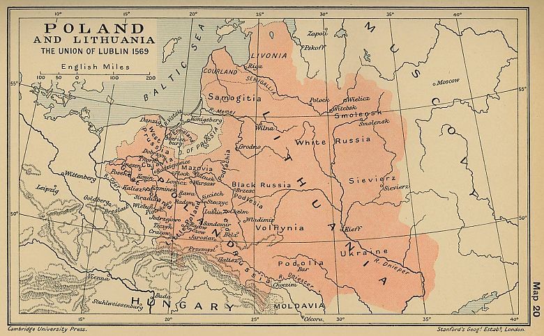 Mapa Polski i Litwy w 1569 roku
