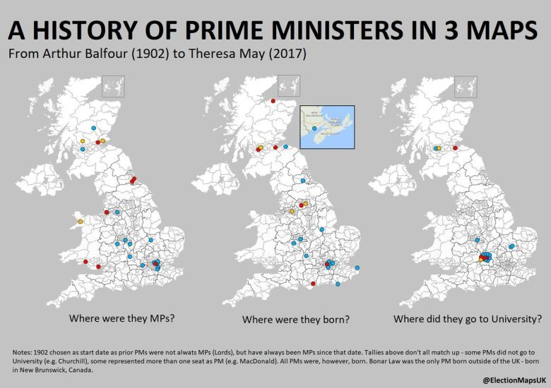 Skąd pochodzili i gdzie studiowali premierzy UK, od 1902 roku do dzisiaj