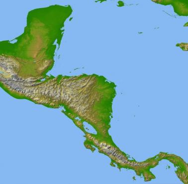 Topograficzna mapa Ameryki Centralnej