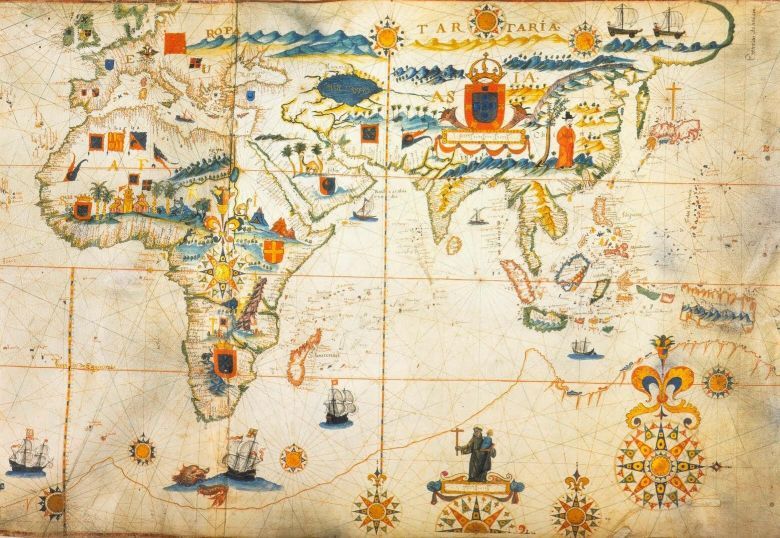 Mapa Europy, Afryki i Azji z 1623 roku sporządzona przez portugalskiego kartografa Antonio Sanchesa