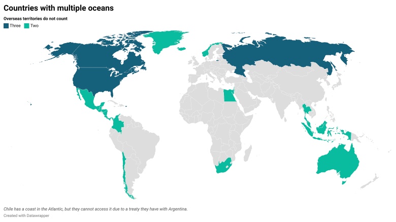 Państwa, które posiadają dostęp do więcej niż 1 oceanu