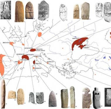 Mapa neolitycznych posągów menhirowych w Europie