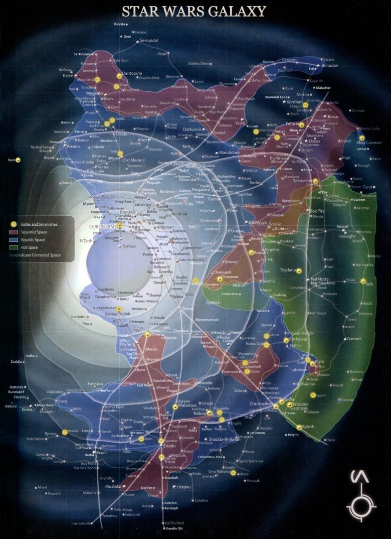 Mapa wszechświata z serii filmów Gwiezdne Wojny
