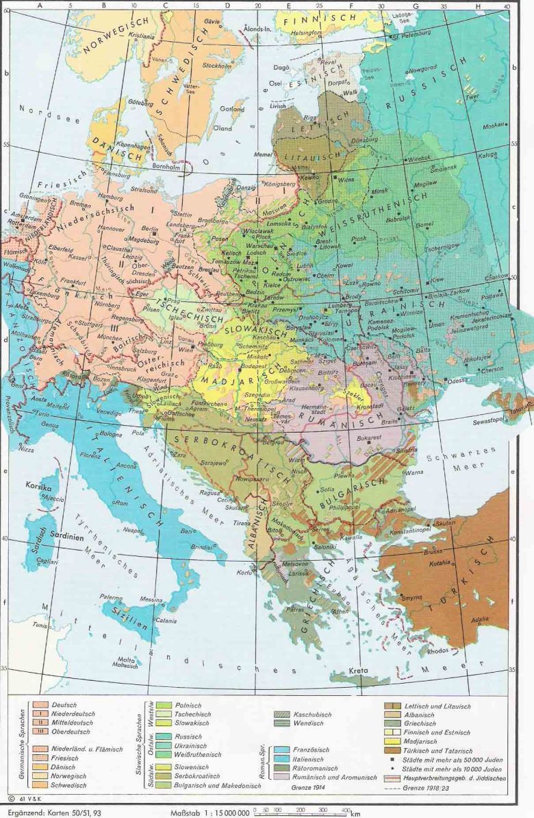 Języki w Europie Środkowo-Wschodniej, 1910