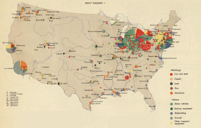 Przemysł ciężki (metalurgia, produkcja samochodów, samolotów, statków i urządzeń kolejowych) w USA (lata 60. XX wieku), 1967