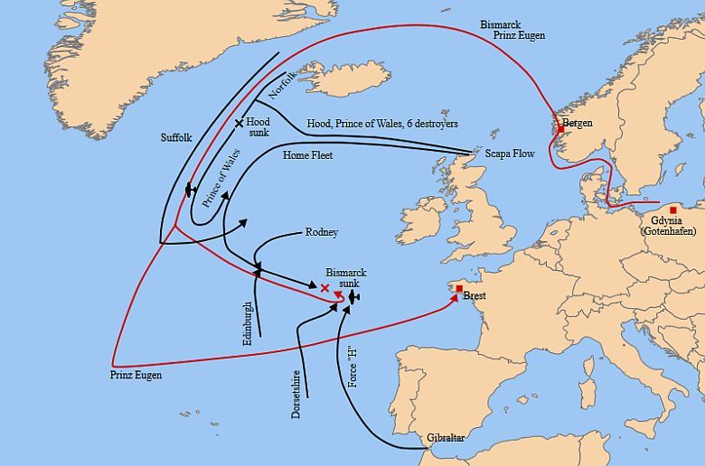 Aliancka operacja przeciwko pancernikowi „Bismarck”, jaka miała miejsce od 21 do 27 maja 1941 na północnym Atlantyku