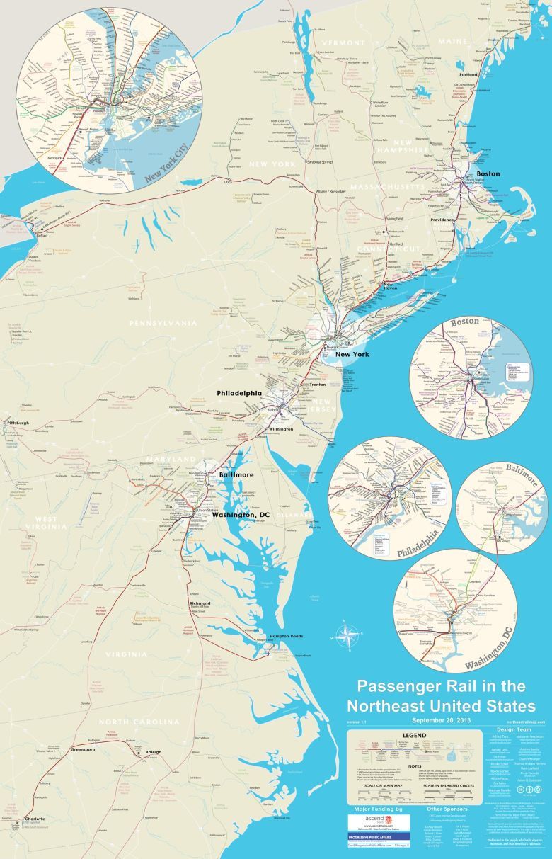 Główne trasy kolejowe w północno-wschodnich USA