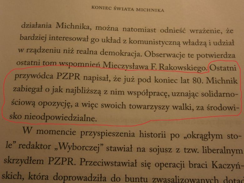 Walka z komuną A.Michnika we wspomnieniach premiera Mieczysława Rakowskiego