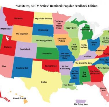 Mapa miejsc w USA, gdzie rozgrywała się akcja popularnych seriali