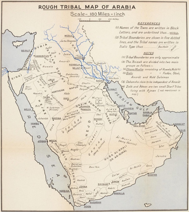 Mapa plemion arabskich, 1949