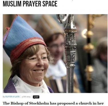 EU, pierwsza lesbijska biskup Szwecji nawołuje do usunięcia krzyży i "przygotowania" Kościoła dla wyznawców islamu