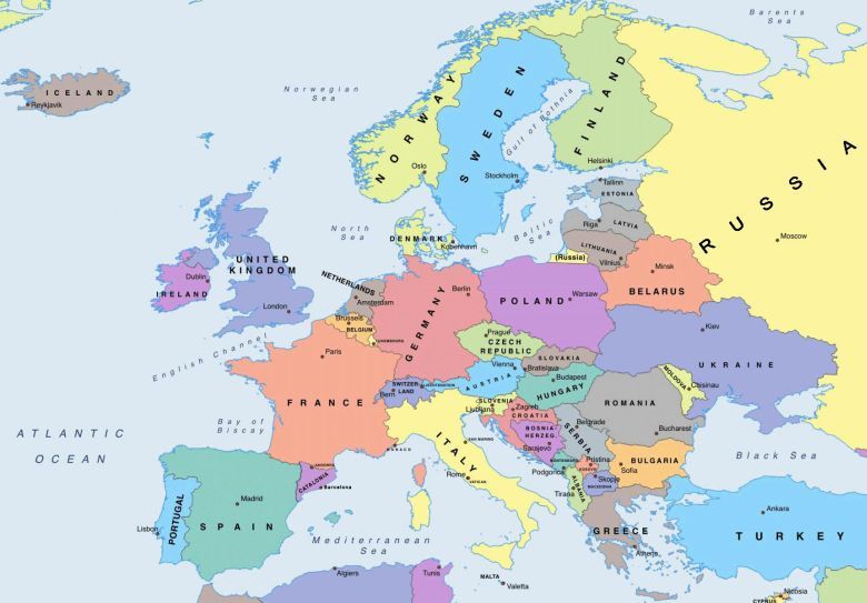 Mapa Europy z Katalonią