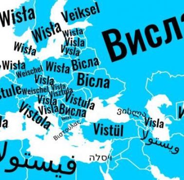 Wisła w różnych językach (brak danych dla Albanii, Armenii, Irlandii i Turkmenistanu)