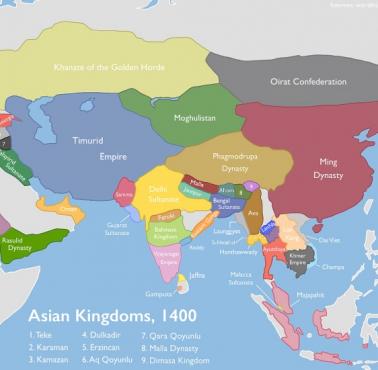 Mapa Azji w 1400 roku n.e.