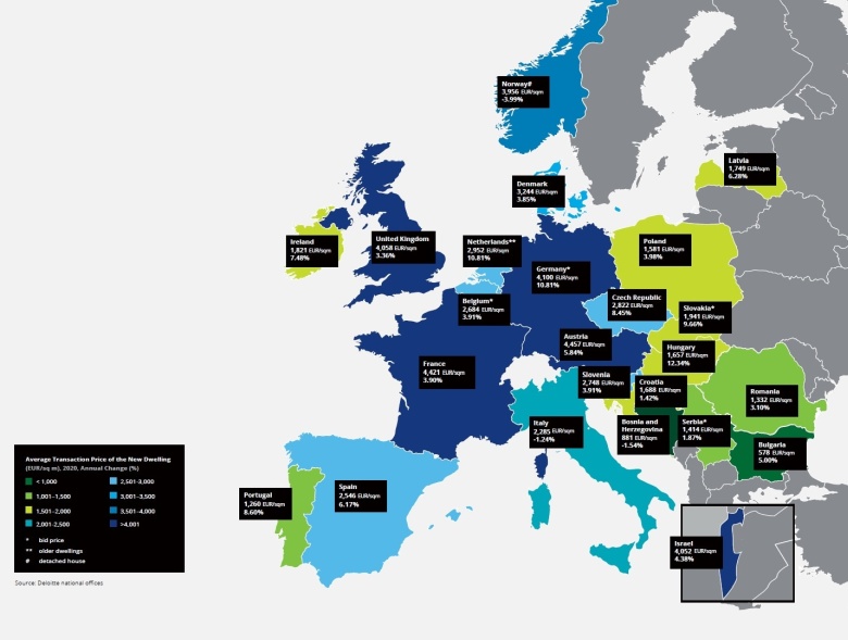 Średnia cena transakcyjna nowego mieszkania (Deloitte Price Index 2021)
