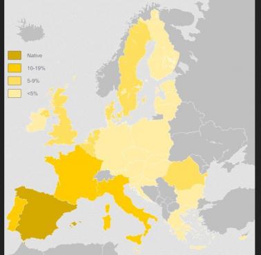 Znajomość języka hiszpańskiego w poszczególnych europejskich krajach