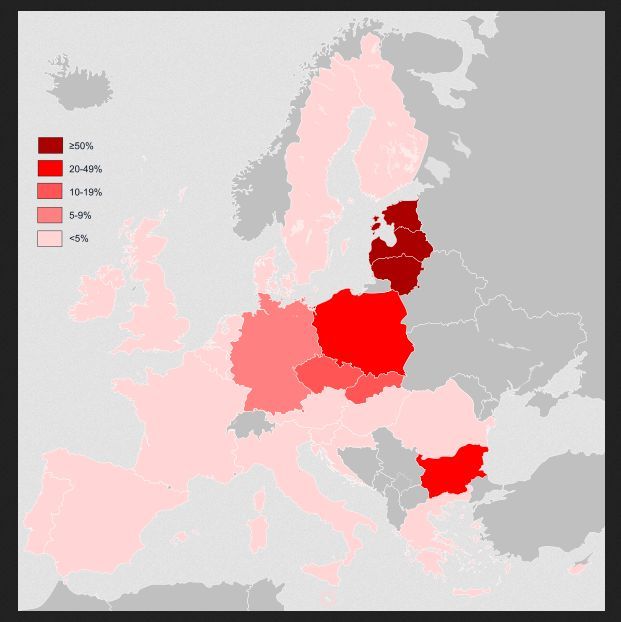 Znajomość języka rosyjskiego w poszczególnych europejskich krajach