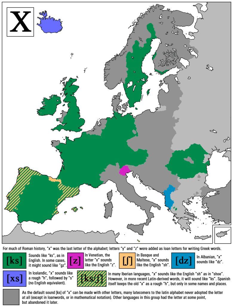 Wymowa litery X w Europie