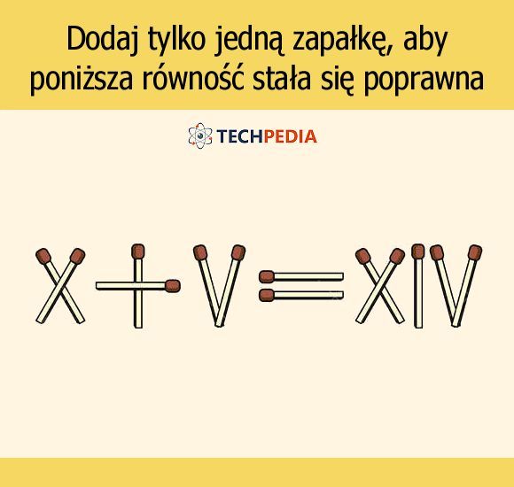 Dodaj tylko jedną zapałkę, aby poniższa równość stała się poprawna