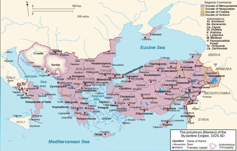 Zasięg Cesarstwa Wschodniorzymskiego (Cesarstwo Bizantyńskie), 1025 rok