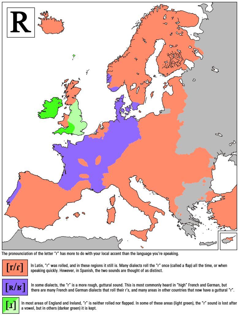 Wymowa litery R w Europie