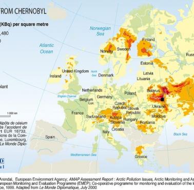 Radioaktywność w poszczególnych europejskich państwach spowodowana awarią w Czarnobylu, 1998-2000