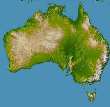 Topograficzna mapa Australii