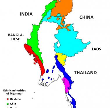 Mapa etniczna Myanmaru (Mjanma, Birma)