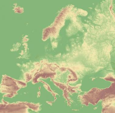 Topograficzna mapa Europy