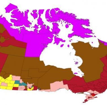 Dominująca mniejszość etniczna w poszczególnych regionach Kanady, spis powszechny 2016