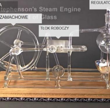 Jak działa silnik parowy. Dla lepszego efektu silnik wykonano całkowicie ze szkła (wideo HD)