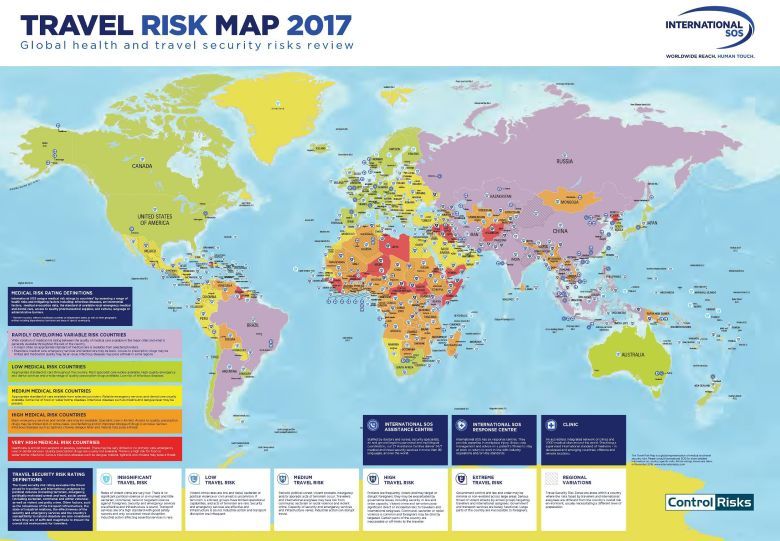 Mapa ryzyka podróżowania 2017