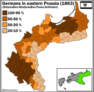 Mapa etniczna, Niemcy w Prusach Wschodnich w 1863