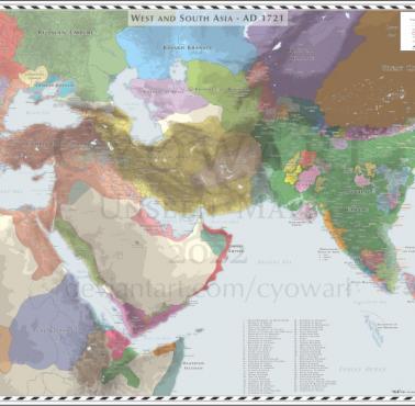 Azja Zachodnia i Południowa - 1721 rok