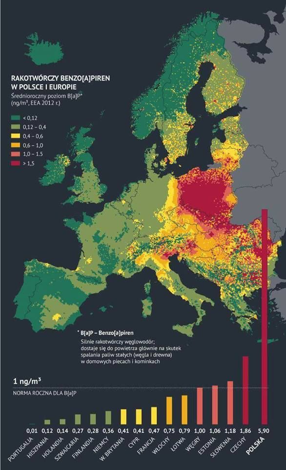  Występowanie rakotwórczego benzoapirenu w Europie