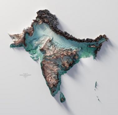 Topograficzna mapa subkontynentu indyjskego
