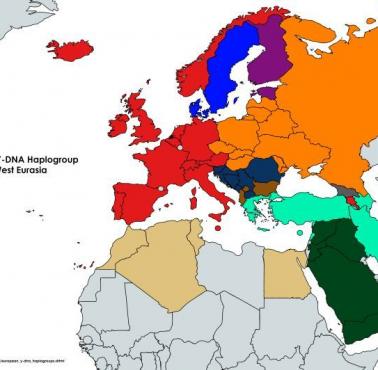 Przybliżone rozmieszczenie haplogrup Y-DNA, Europa, zachodnia Azja, Afryka Północna