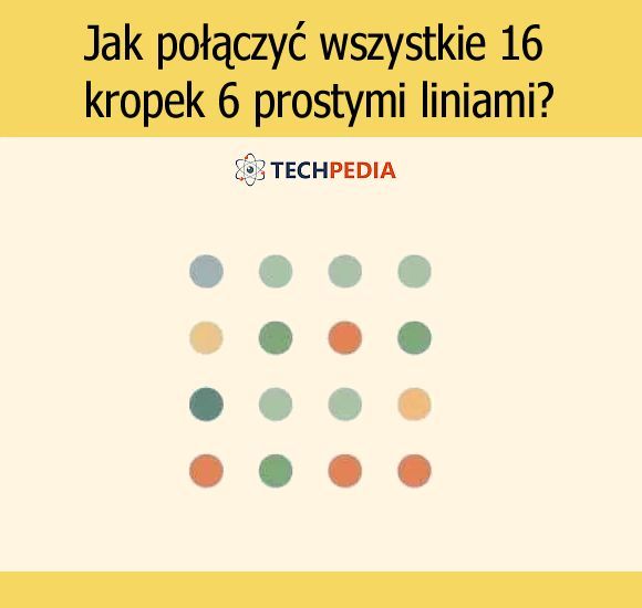 Jak połączyć wszystkie 16 kropek 6 prostymi liniami?