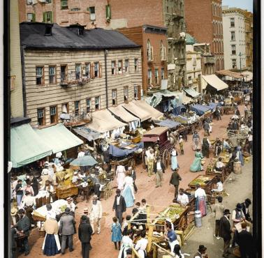 Żydowski targ w Nowym Jorku, dzielnica Upper East Side, 1895