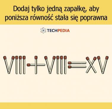 Dodaj tylko jedną zapałkę, aby poniższa równość stała się poprawna